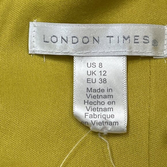 London Times Dress Womens 8 Yellow Floral Chiffon A Line Ruffle Sleeve Cottage - Picture 5 of 10
